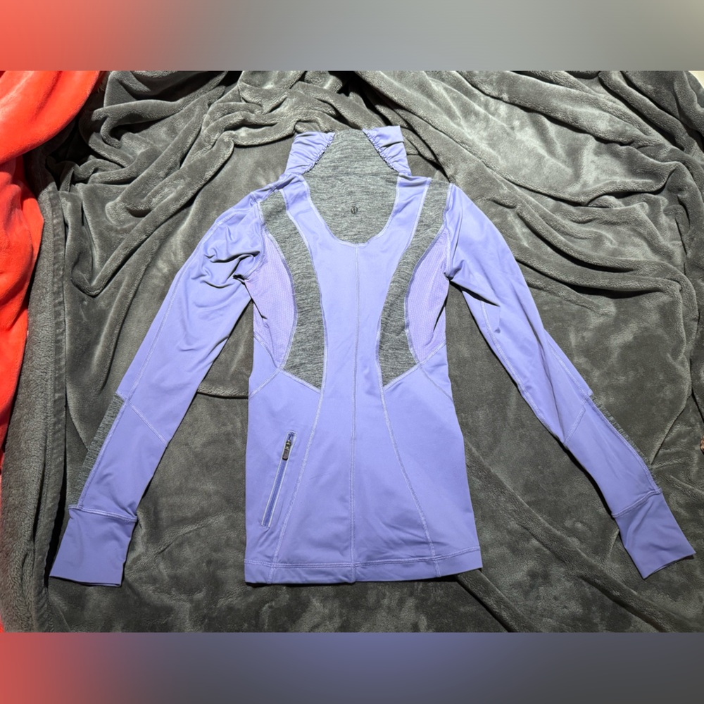 Purple and Grey Lululemon Zip-Up Long Sleeve - Picture 2 of 2